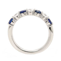 Platinum 7 Stone Alternating Round Sapphire and Diamond Band