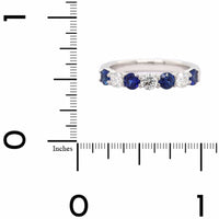 Platinum 7 Stone Alternating Round Sapphire and Diamond Band