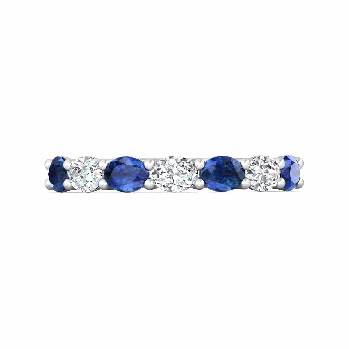 Platinum Shared Prong Sapphire & Diamond Band