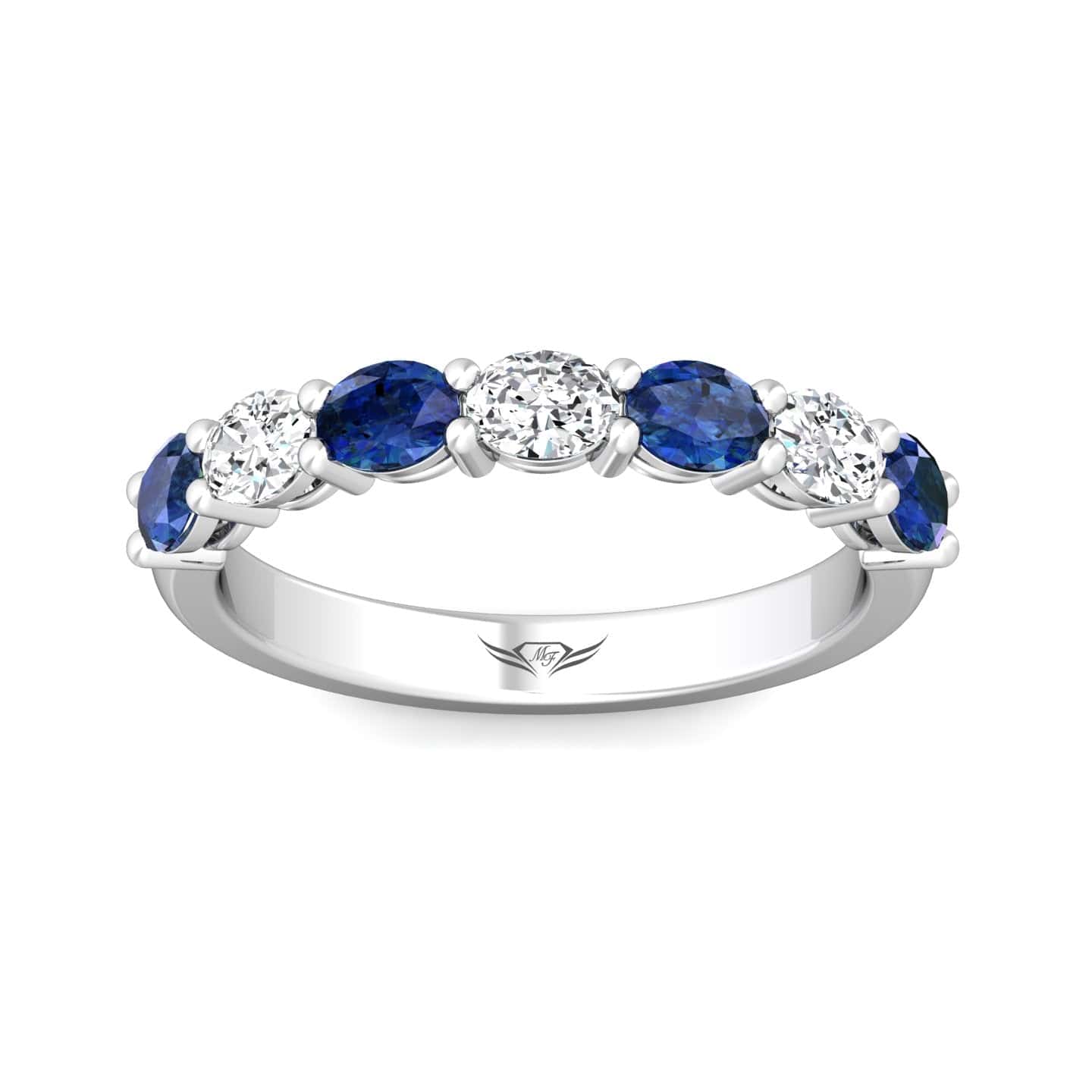 Platinum Shared Prong Sapphire & Diamond Band