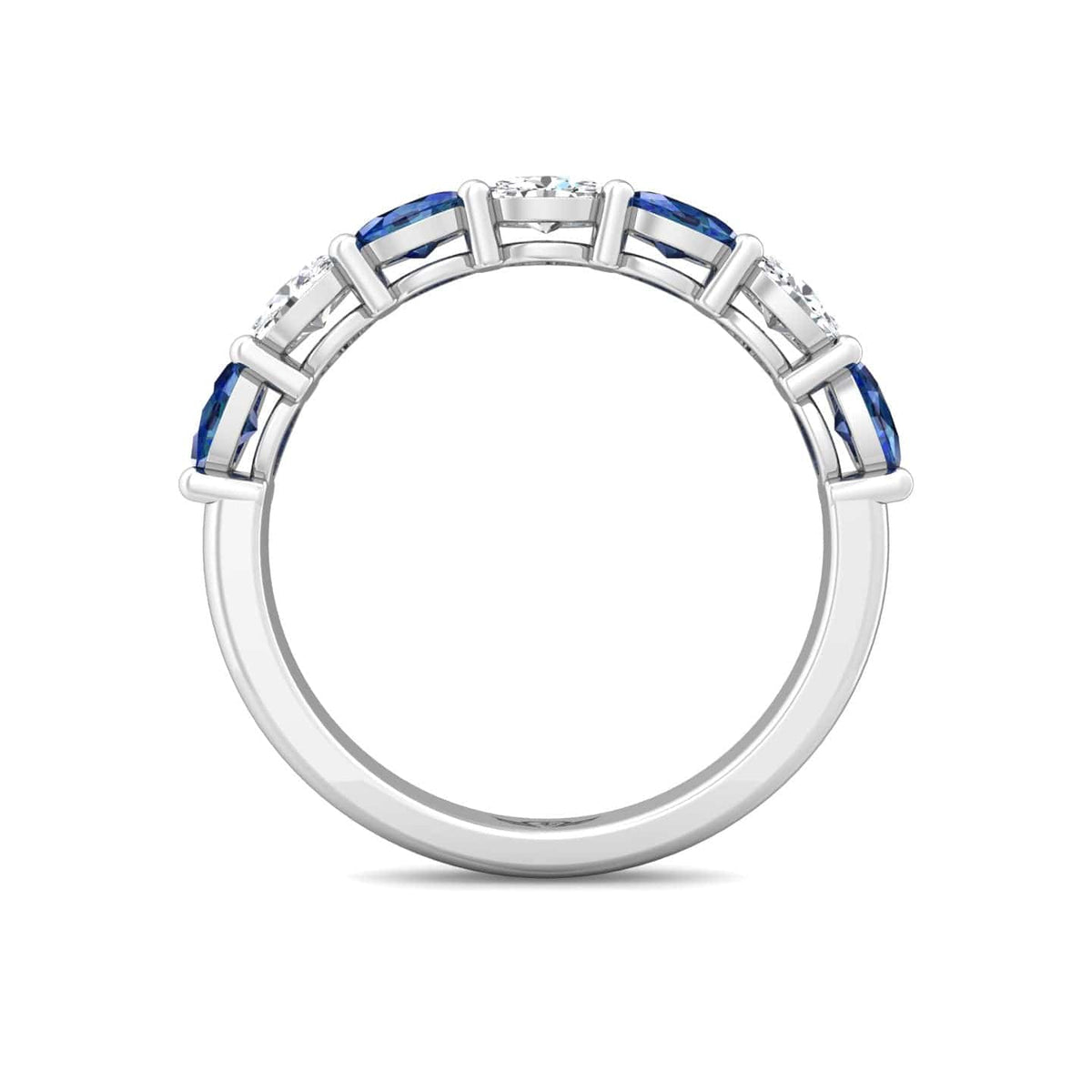 Platinum Shared Prong Sapphire & Diamond Band