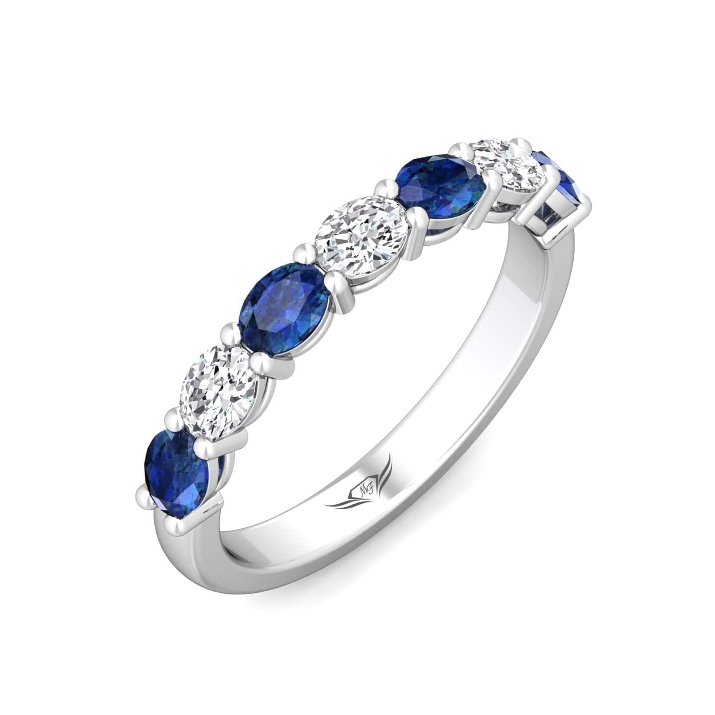 Platinum Shared Prong Sapphire & Diamond Band