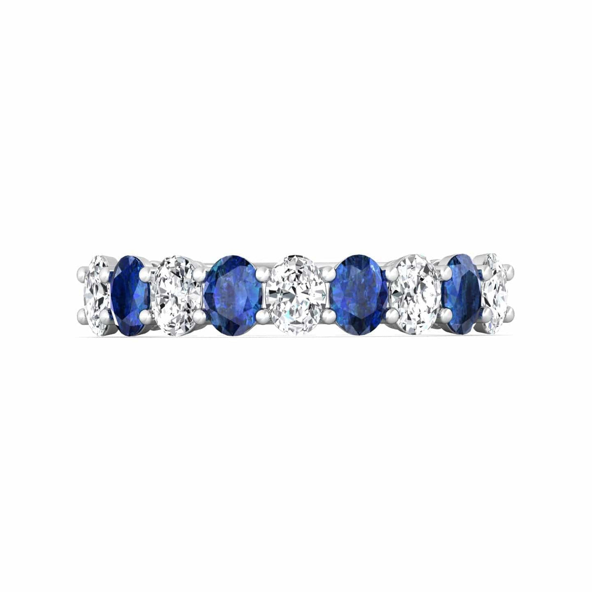 Platinum Shared Prong Sapphire & Diamond Band