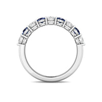 Platinum Shared Prong Sapphire & Diamond Band