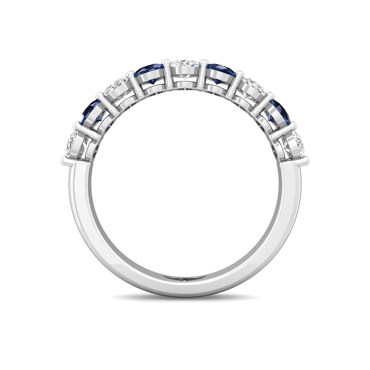 Platinum Shared Prong Sapphire & Diamond Band