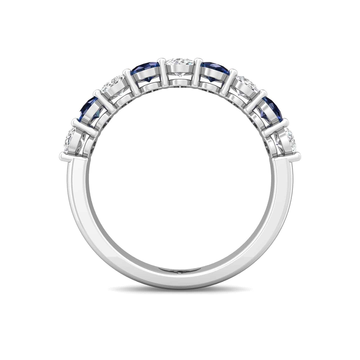 Platinum Shared Prong Sapphire & Diamond Band