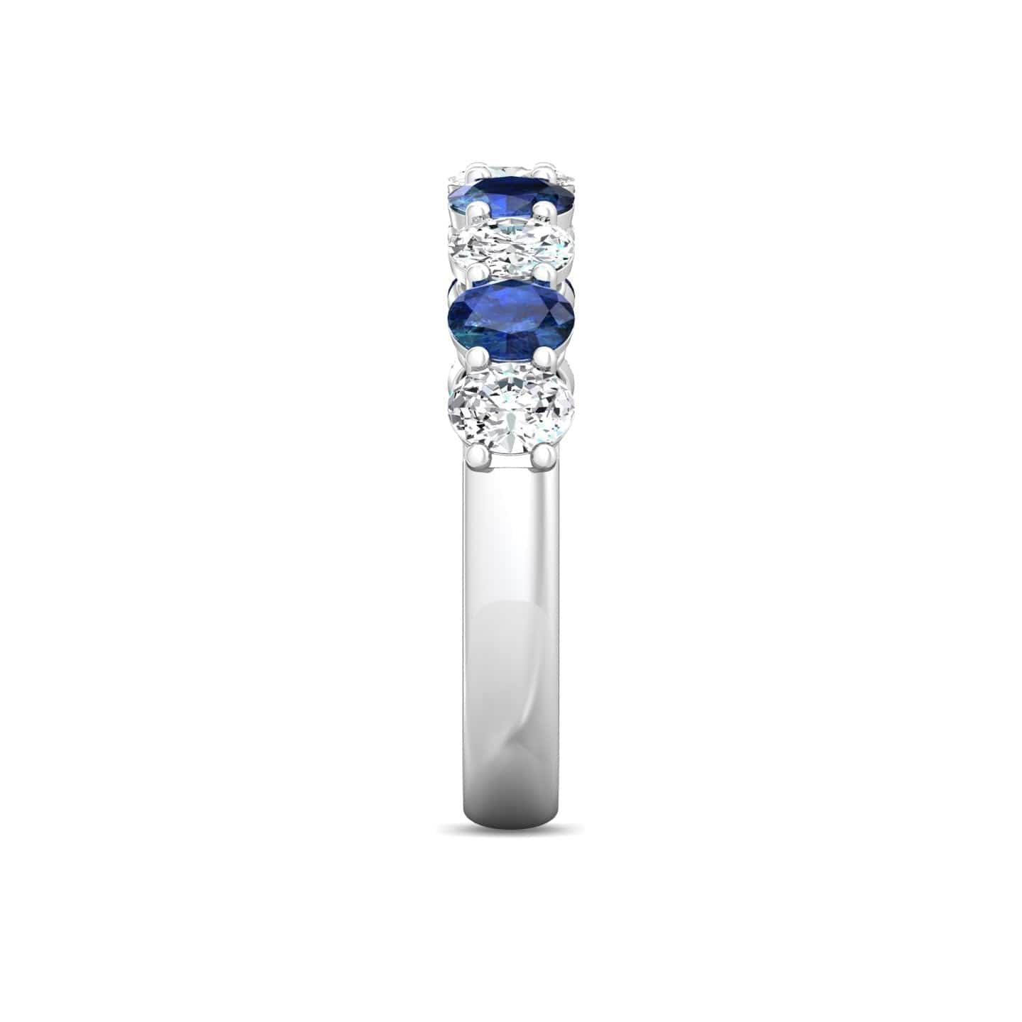 Platinum Shared Prong Sapphire & Diamond Band