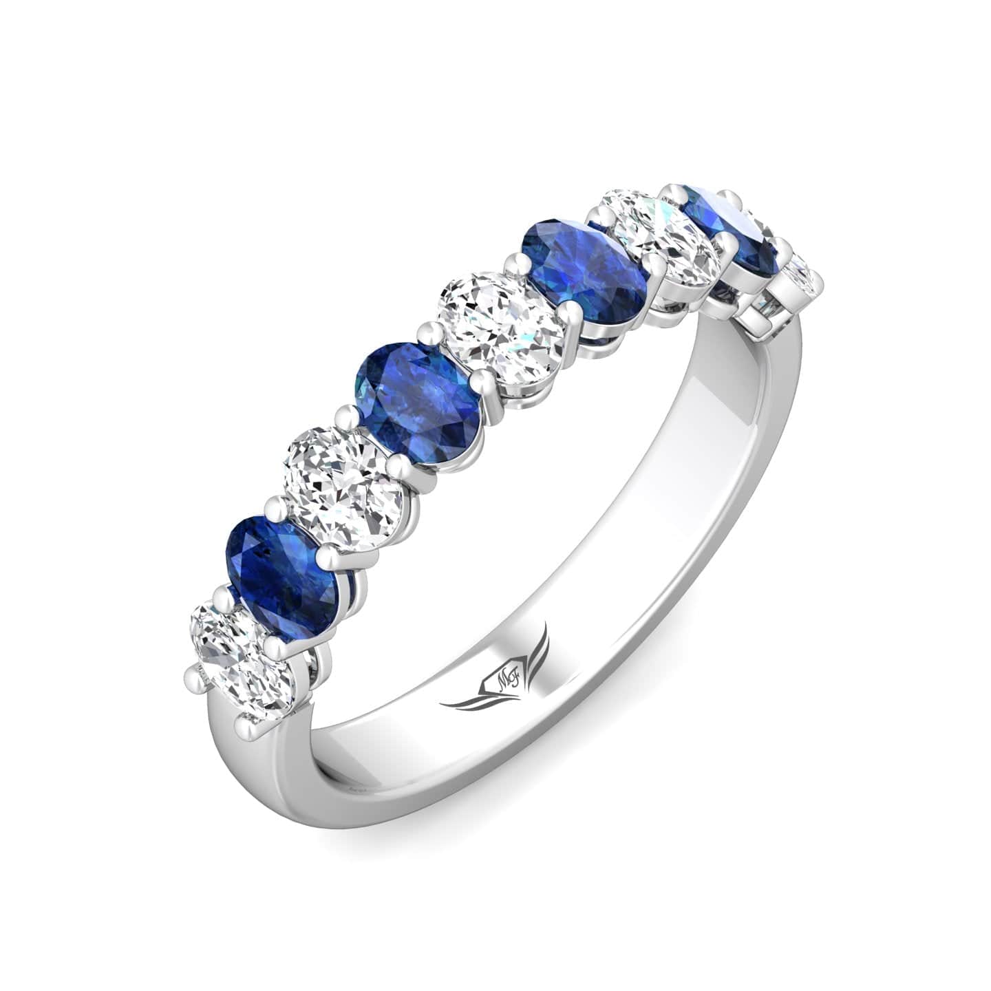 Platinum Shared Prong Sapphire & Diamond Band