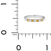 18K White Gold 7 Stone Alternating Round Diamond and Sapphire Band