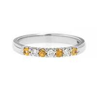 18K White Gold 7 Stone Alternating Round Diamond and Sapphire Band