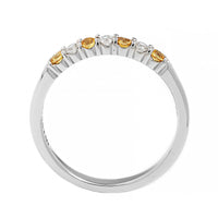18K White Gold 7 Stone Alternating Round Diamond and Sapphire Band