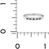 18K White Gold Alternating Round Diamond and Sapphire Channel Set Band