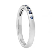 18K White Gold Alternating Round Diamond and Sapphire Channel Set Band
