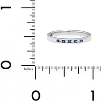 18K White Gold Alternating Round Diamond and Sapphire Channel Set Band