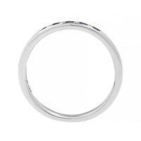 18K White Gold Alternating Round Diamond and Sapphire Channel Set Band