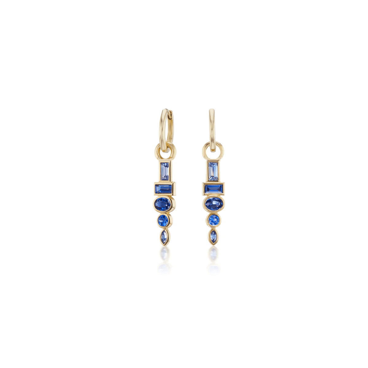 18K Yellow Gold Sapphire Totem Drop Earrings