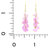 18K Yellow Gold Pink Sapphire Short Spiral Beaded Earrings