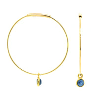 14K Yellow Gold Sapphire Hoop Earrings