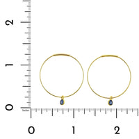 14K Yellow Gold Sapphire Hoop Earrings