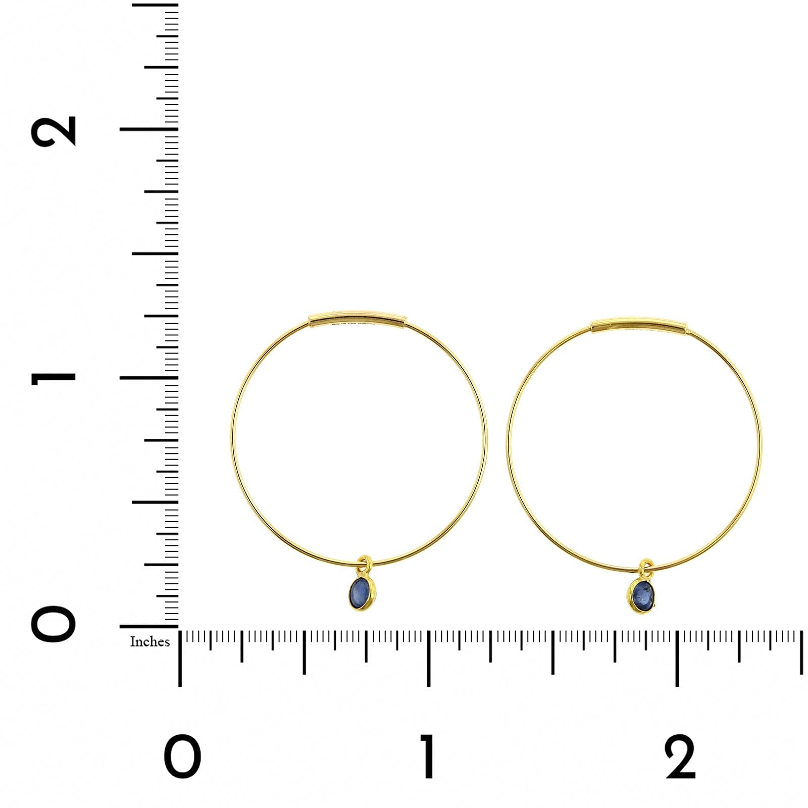 14K Yellow Gold Sapphire Hoop Earrings