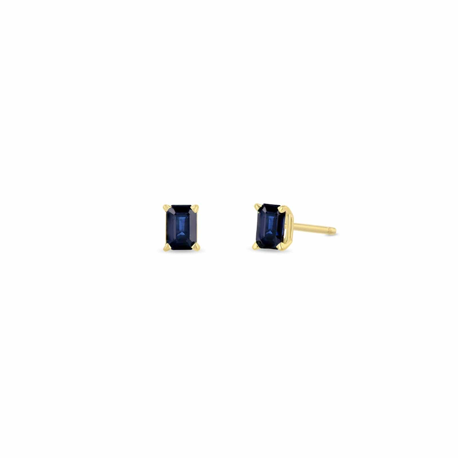 Zoe Chicco 14K Yellow Gold Emerald Cut Sapphire Studs