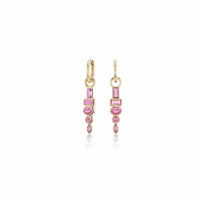Sorellina 18K Yellow Gold Pink Sapphire Totem Huggie Earrings