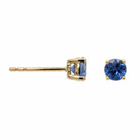 14K Yellow Gold Blue Sapphire Stud Earrings