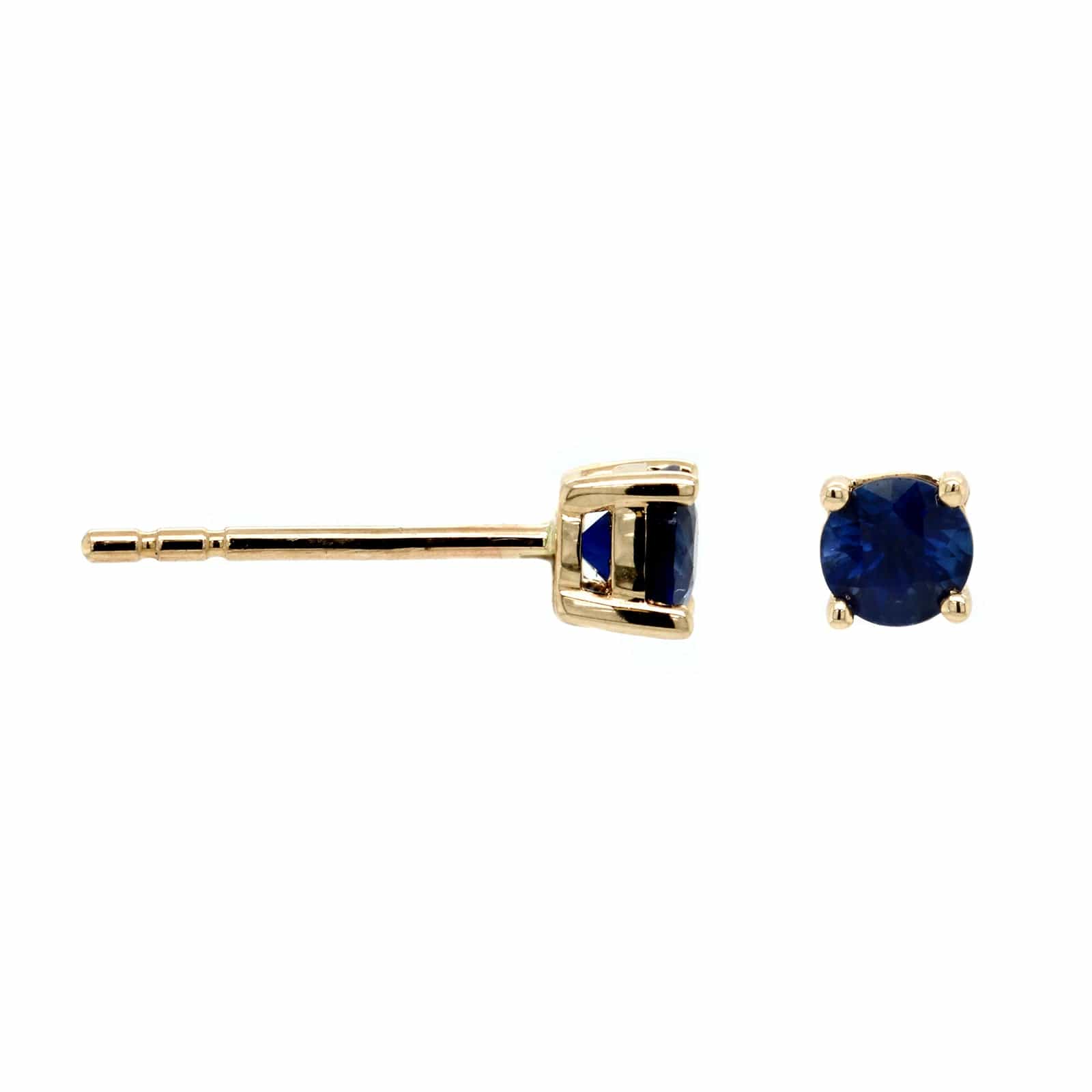 14K Yellow Gold Blue Sapphire Stud Earrings