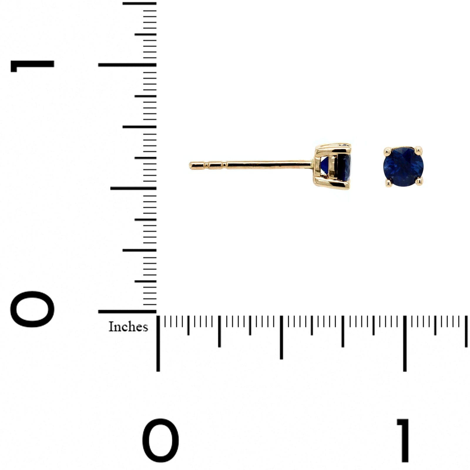 14K Yellow Gold Blue Sapphire Stud Earrings