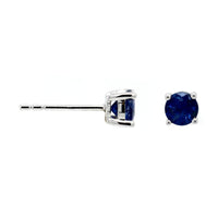 14K White Gold Blue Sapphire Stud Earrings