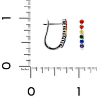 14K White Gold Rainbow Sapphire Hoop Earrings