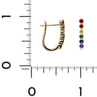 14K Yellow Gold Rainbow Sapphire Hoop Earrings