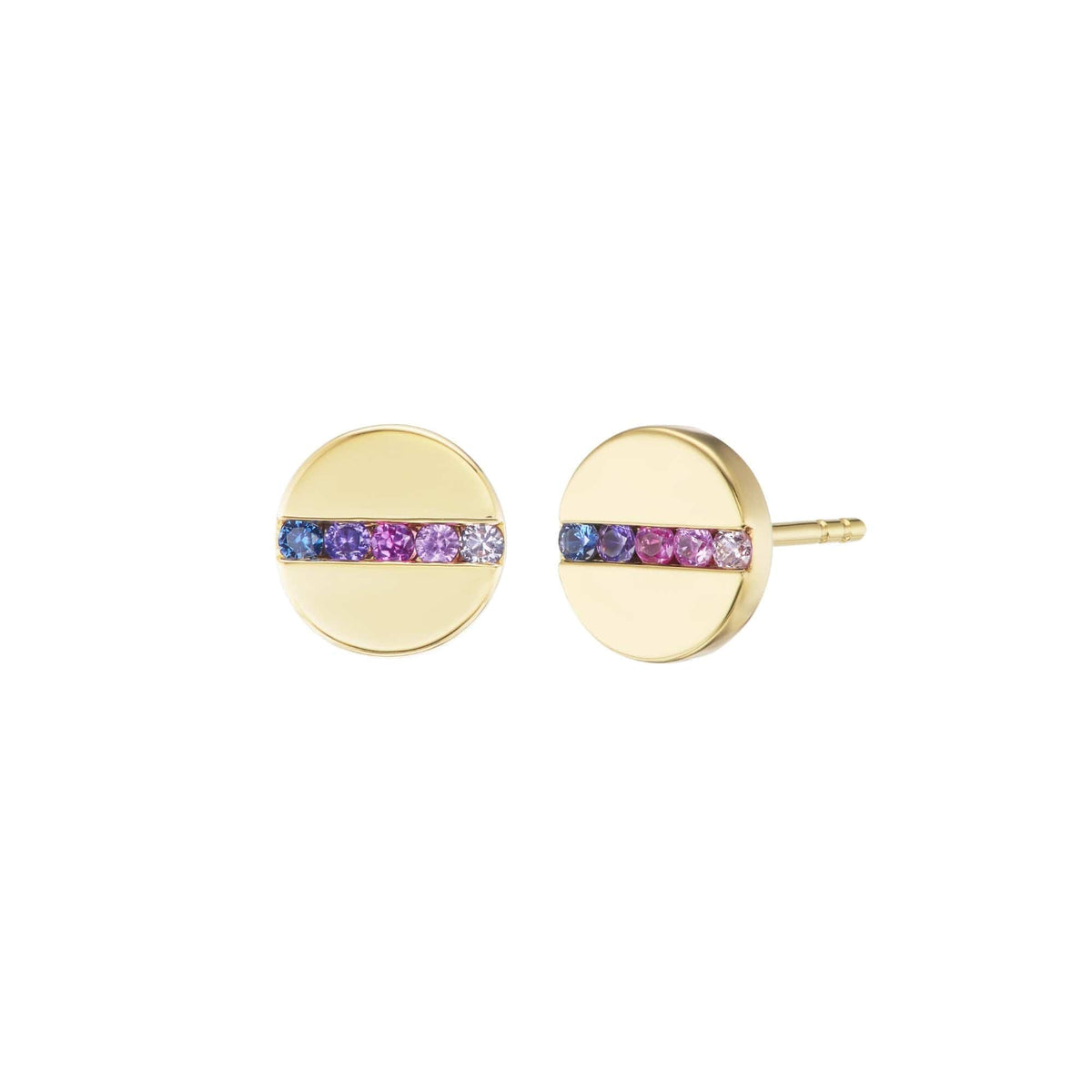 Emily P. Wheeler 18K Yellow Gold Ombre Sapphire Nail Head Stud Earrings