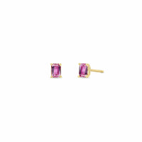 Zoe Chicco 14K Yellow Gold Emerald Cut Pink Sapphire Stud Earrings