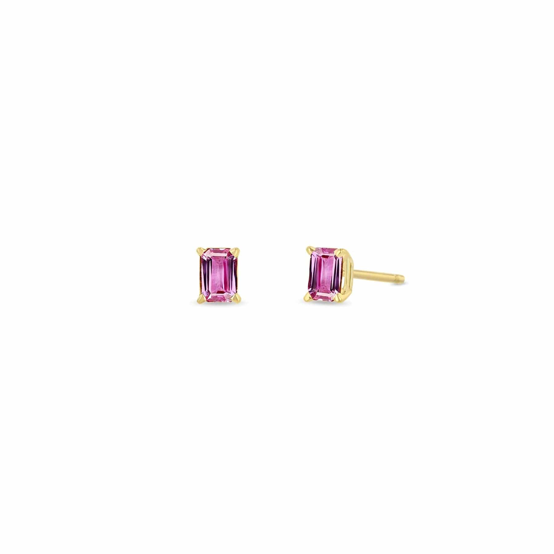 Zoe Chicco 14K Yellow Gold Emerald Cut Pink Sapphire Stud Earrings