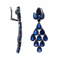 Bayco 18K White Gold Blue Sapphire Dangle Drop Earrings