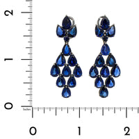Bayco 18K White Gold Blue Sapphire Dangle Drop Earrings