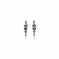 Sorellina 18K Yellow Gold Blue Sapphire Totem Stud Earrings