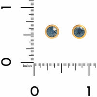 18K Yellow Gold Bezel Set Round Montana Sapphire Stud Earrings