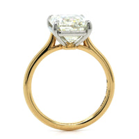 18K Yellow Gold Emerald Cut Diamond Solitaire Engagement Ring