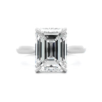 Platinum Emerald Cut Diamond Cathedral Engagement Ring