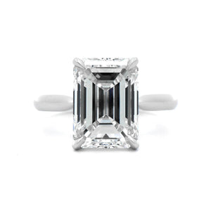 Platinum Emerald Cut Diamond Cathedral Engagement Ring