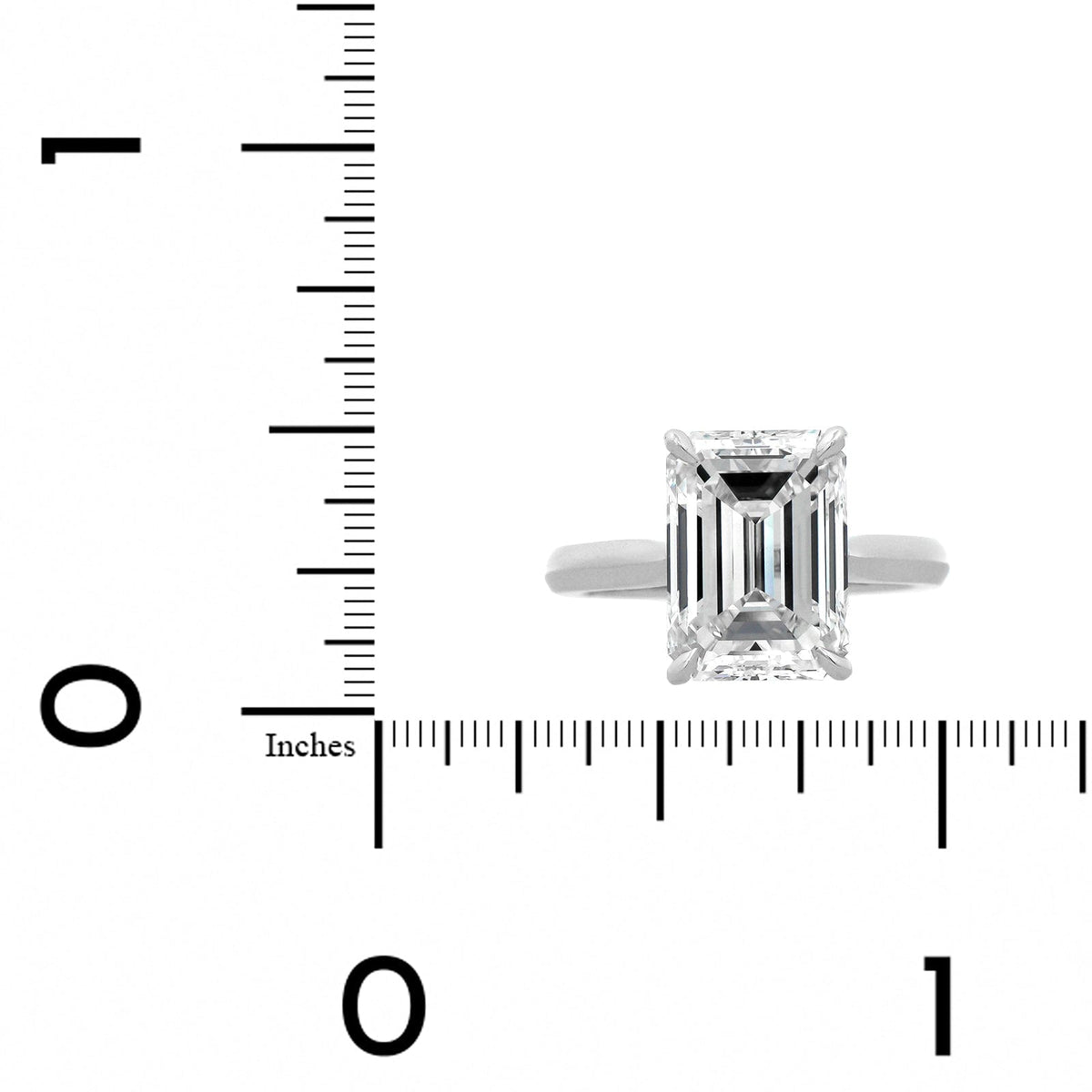 Platinum Emerald Cut Diamond Cathedral Engagement Ring
