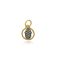 Sterling Silver and 24K Yellow Gold Hamsa with Diamond Charm