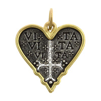 Sterling Silver & 18K Yellow Gold Cross My Heart Diamond Charm