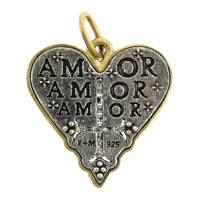 Sterling Silver & 18K Yellow Gold Cross My Heart Diamond Charm