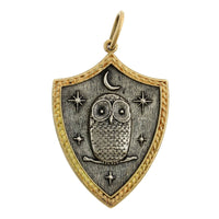 Sterling Silver & 18K Yellow Gold Owl Shield Charm