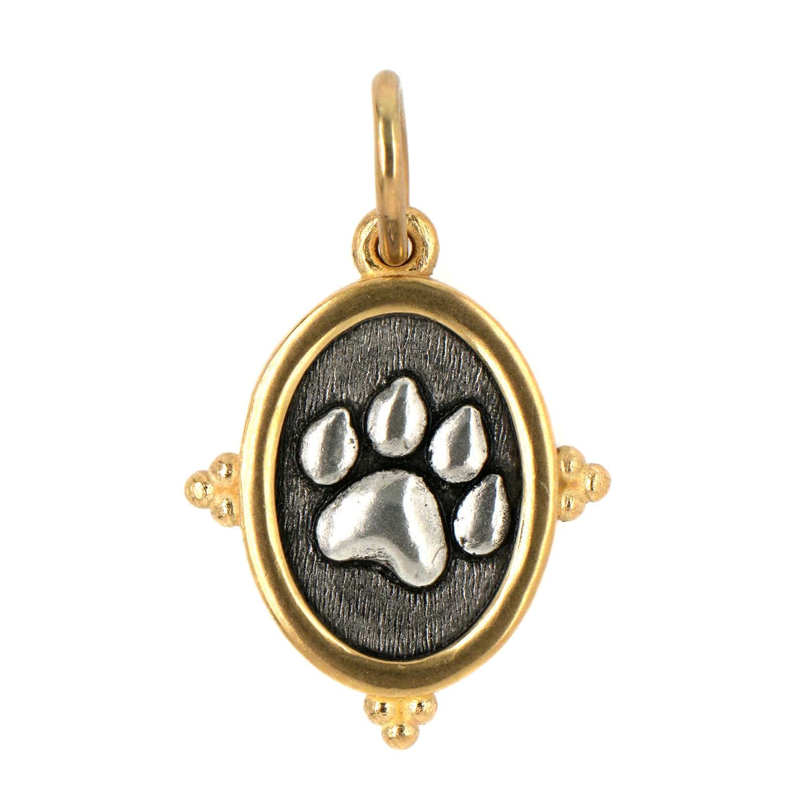 Sterling Silver & 18K Yellow Gold Dog Paw Charm