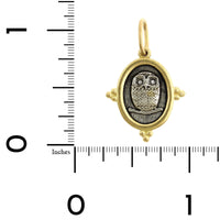 Sterling Silver & 18K Yellow Gold Baby Owl Charm with Diamond Eyes