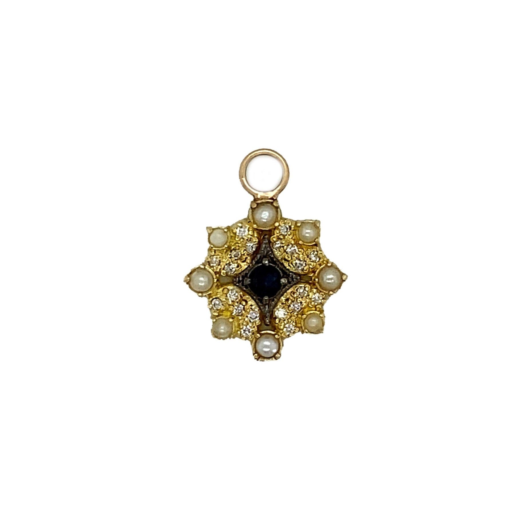 Armenta 18K Yellow Gold White Pearl, Diamond, and Black Sapphire Charm